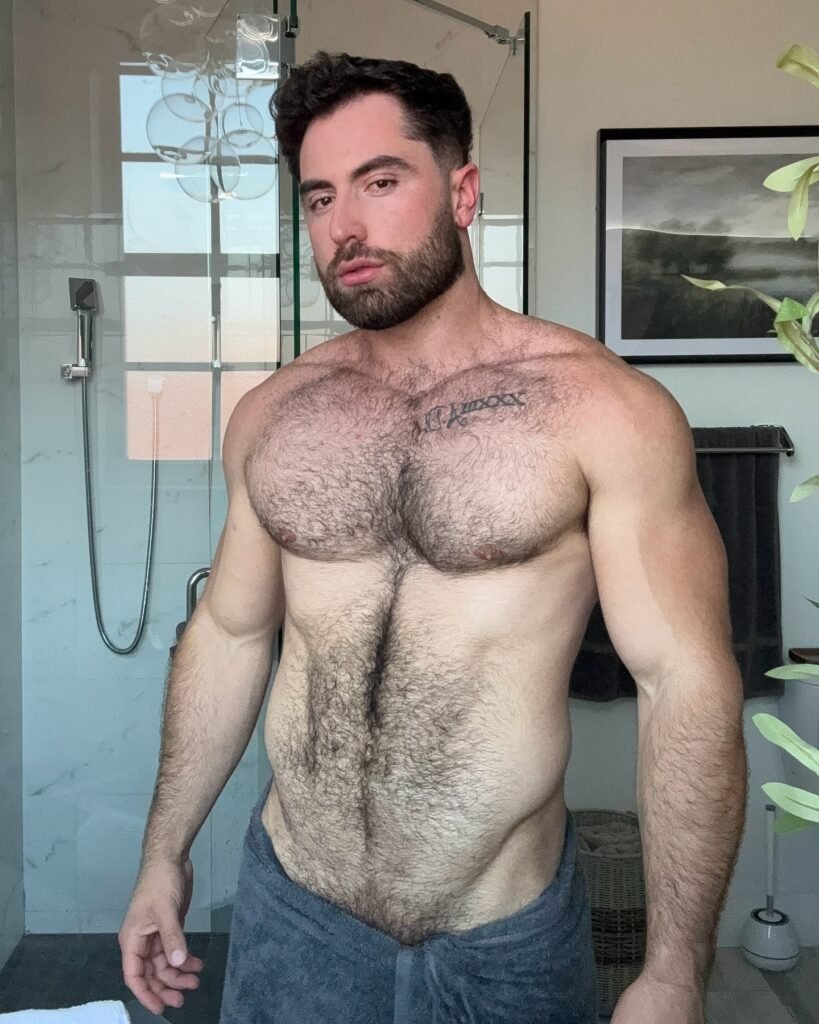 Hairy Latino bear showing off his physique