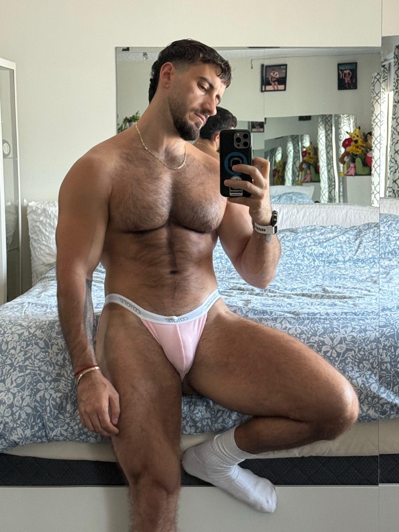 Sam Vass, hairy Greek hunk posing shirtless